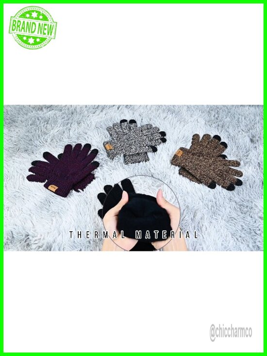 Winter Beanie Hat Scarf Touchscreen Gloves Set, Knitted Fleece Lined Thermal Set main image 4
